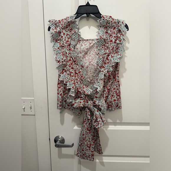 NWT Blue Tassel Open Back Tank with bow at Bottom - Picture 3 of 3